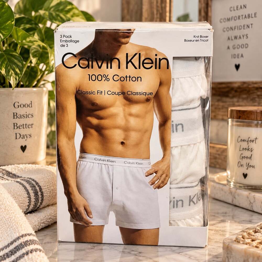 Men's Calvin Klein 3 Pack Classic Fit 100% Cotton Knit Boxers XXL White 2019 NIB